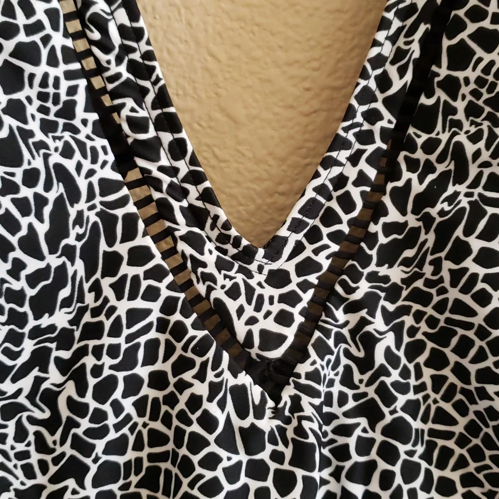 Frederick's Capri Plunge Neckline One Piece Swim Suit - Picture 5 of 7